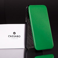 Black and green leather phone case