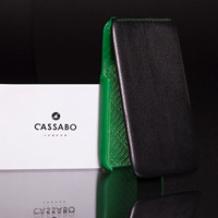 Black and green leather phone case