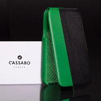 Black and green leather phone case