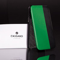 Black and green leather phone case