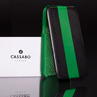 Black and green leather phone case
