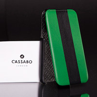 Black and green leather phone case