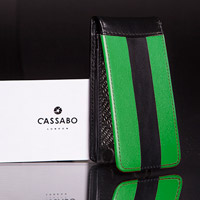 Black and green leather phone case