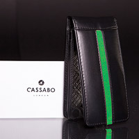 Black and green leather phone case