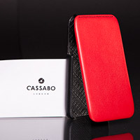 Black and red leather phone case