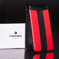 Black and red leather phone case