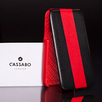 Black and red leather phone case