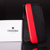 Black and red leather phone case